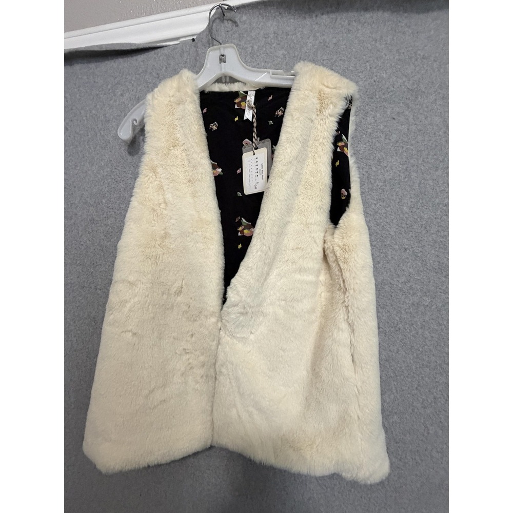 Matilda Jane Vest Girls 12 White Faux Fur Snow‎ Way Floral Lined Winter Party